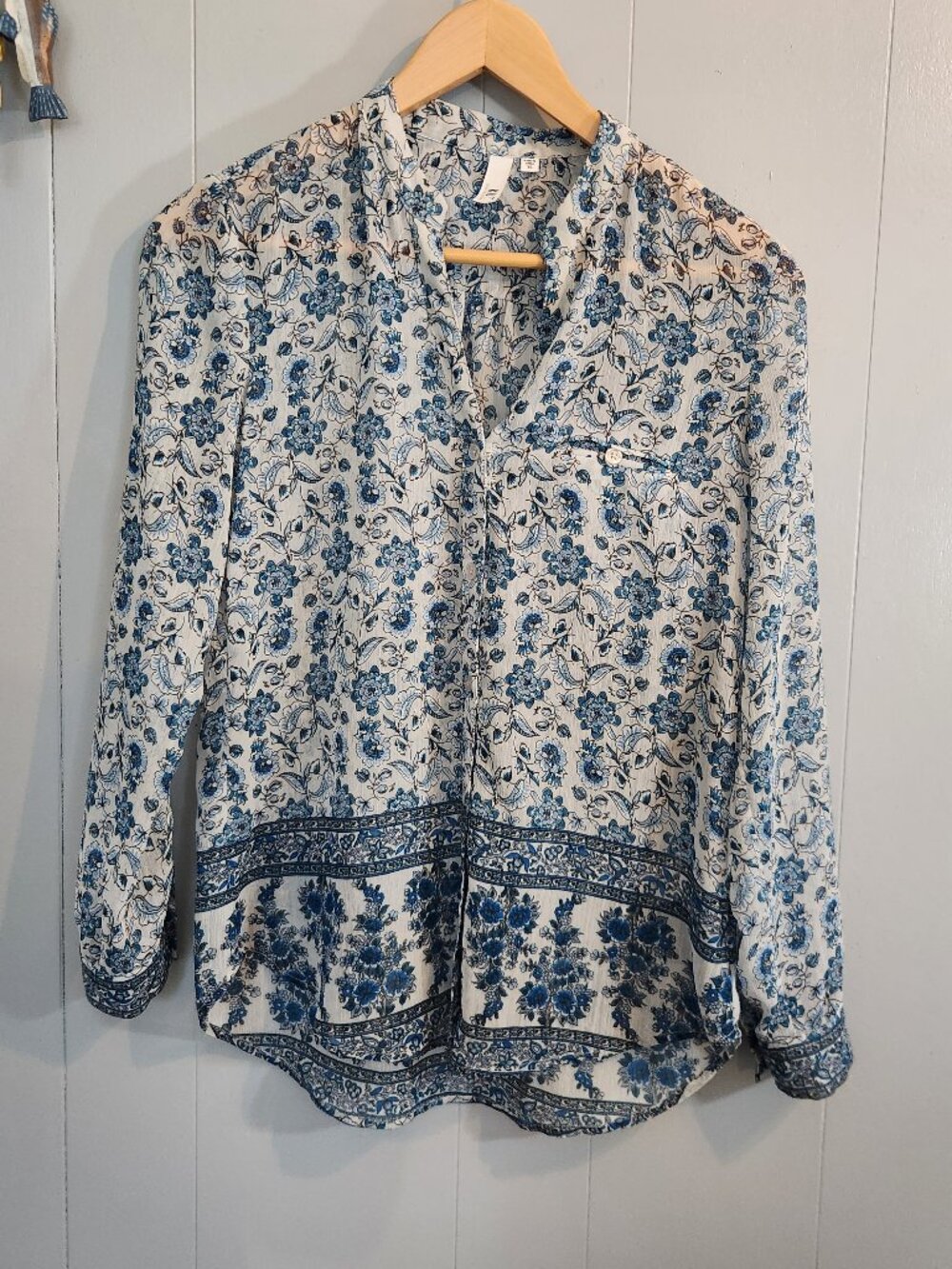 KUT From The Kloth floral sheer button down blouse top shirt
